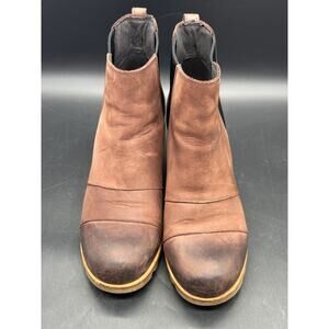 Sorel Women 9.5 Lea Wedge Boots Cattail Leather Ankle Platform Leather Suede